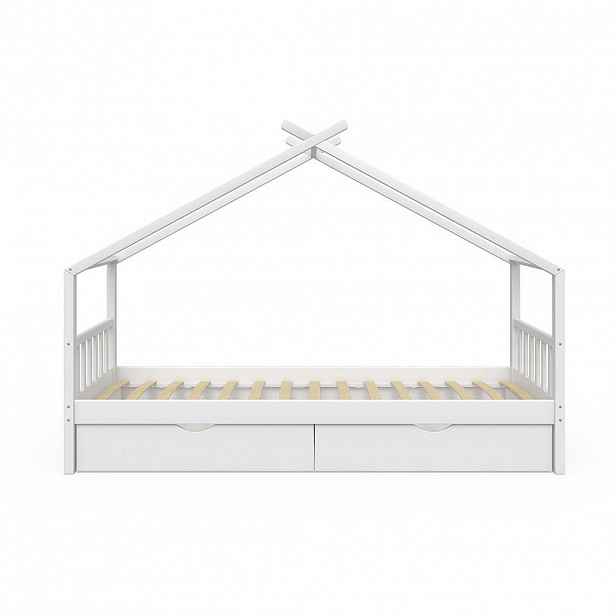 VitaliSpa DOMEČKOVÁ POSTEL Design Bílá 90x200 cm se 2 zásuvkami