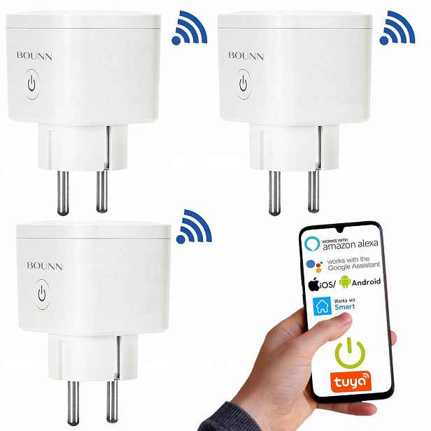 3x Inteligentní Zásuvka WiFi Smart Tuya Měří Watty Programátor S Časovačem