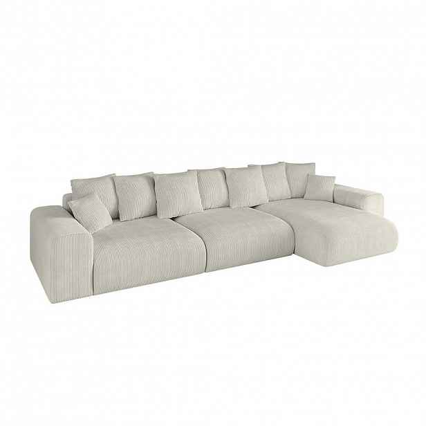 ALTDECOR ROHOVÁ SEDACÍ SOUPRAVA s otomanem vpravo ESKAR-L2 364x176x72 krémový manšestr