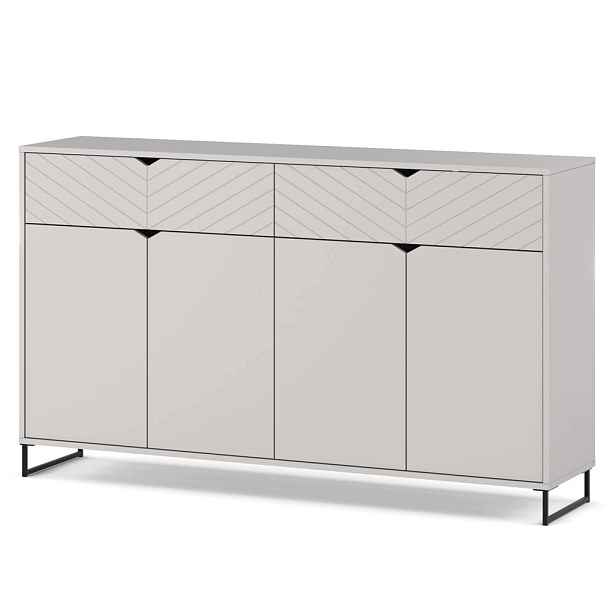Komoda S Zásuvkami Šedá 150 CM 4D2S Moderní Skříňka Do Obývacího Pokoje Ložnice