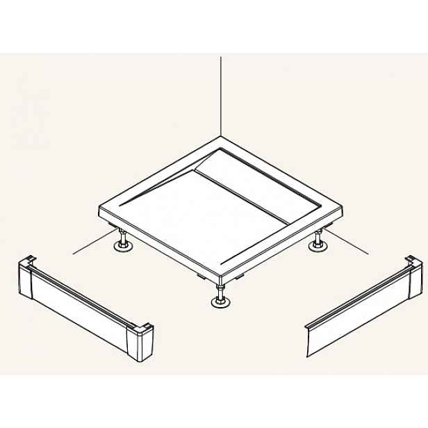 SanSwiss PWIL 090 090 50 Přední panel L hliník pro čtvercovou vaničku 90×90 cm - aluchrom