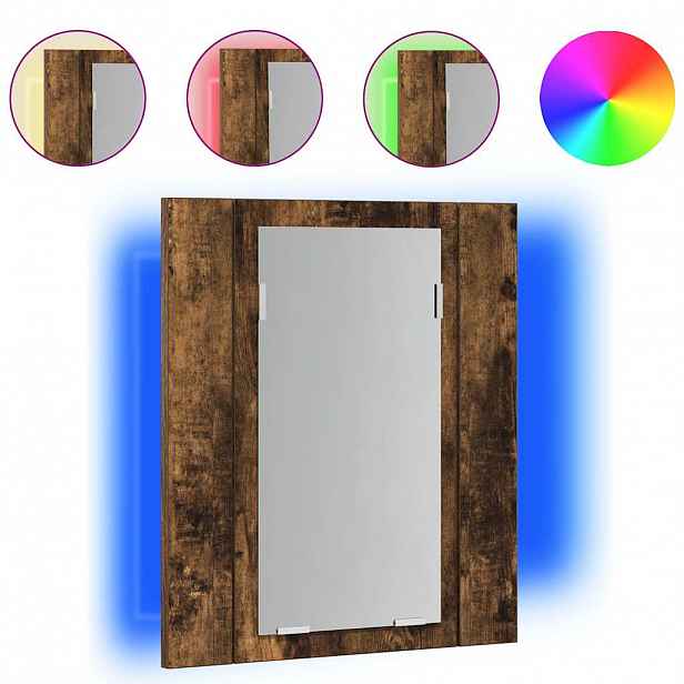 vidaXL Zrcadlová skříňka s LED kouřový dub 40x12x45cm kompozitní dřevo