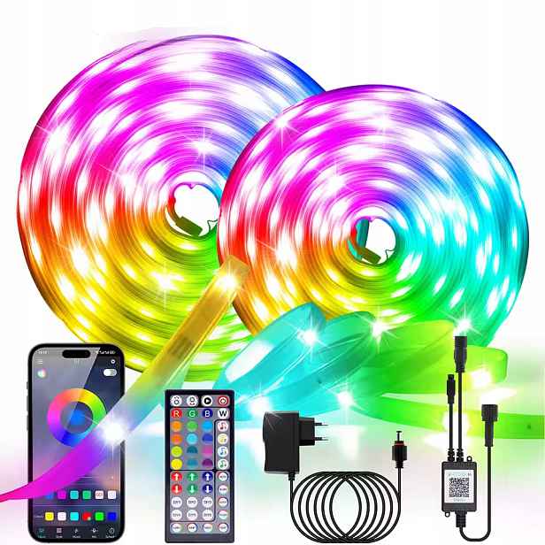 Chytrý Led pásek Rgb 5050, 60 LED/m, 5 m, vodotěsný, ovládání aplikací Tuya WiFi