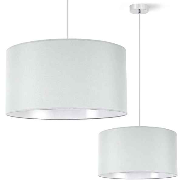 Závěsná Stropní Lustrová Lampa S Stínítkem, Světle Šedý Chrom, 35 CM