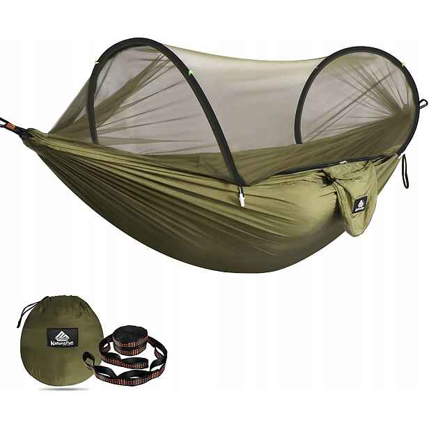 Houpací síť bez tyče Naturefun zelená 300 kg 275 x 140