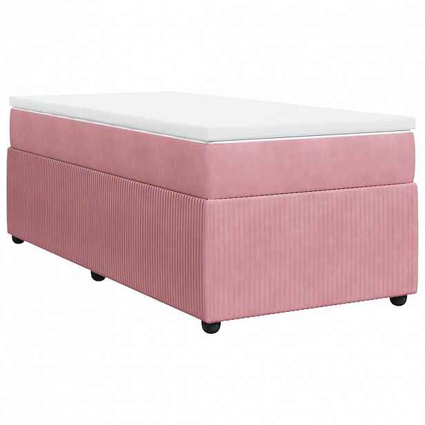 vidaXL Box spring postel s matrací růžová 100x200 cm samet