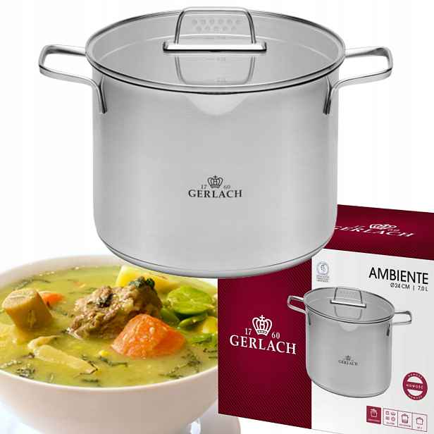 Hrnec Velký 7 L Ocelový Tradiční 24 CM Gerlach Ambiente S Víkem
