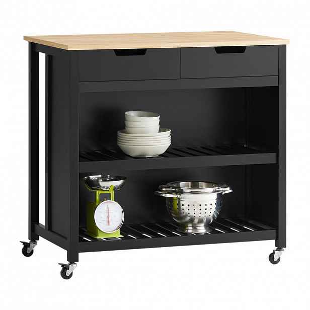 SoBuy KUCHYŇSKÝ OSTRŮVEK se 2 zásuvkami Černá 98x58x94cm Moderní