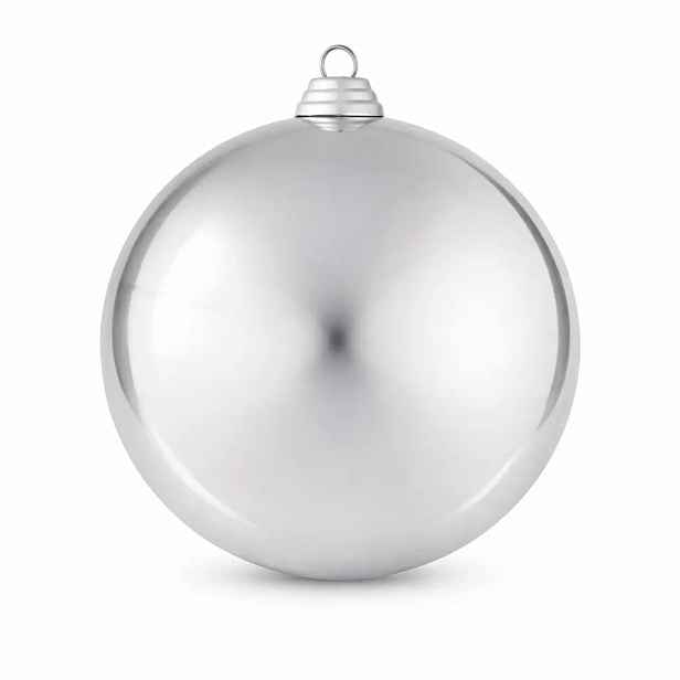 Velká vánoční koule 20 cm, stříbrná, lesklá, UV