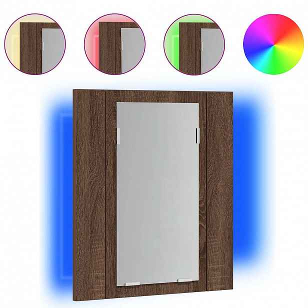 vidaXL Zrcadlová skříňka s LED hnědý dub 40x12x45 cm kompozitní dřevo