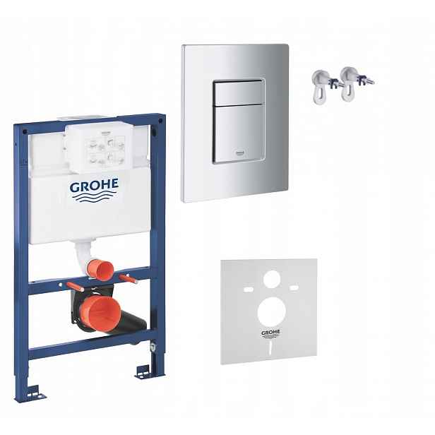 5v1 Podomítkový Wc set, rám Grohe 82 cm stříbrné tlačítko