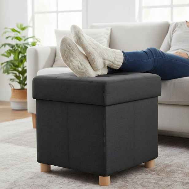 Taburet taburetka s úložným prostorem na drobnosti.Relaxday šedá (H832)