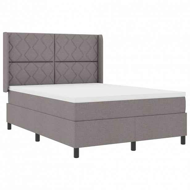 vidaXL LED box pružinová postel s čelo Taupe 140 x 200 cm textil