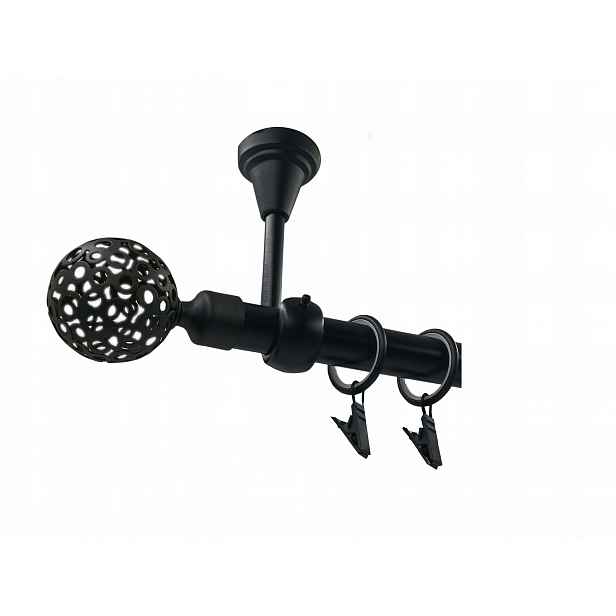 Garnýž Kovový Stropní 19 mm Černý Mat 120 cm MIX Koncovek dle výběru