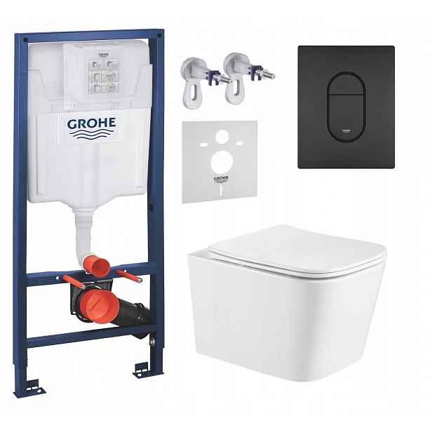 Podomítkový Wc set Grohe s mísou Imprese a tlačítkem černý mat