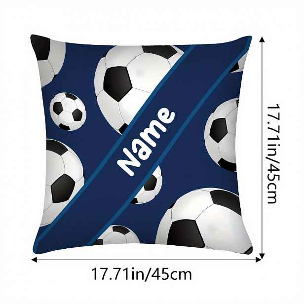 TEMU [Na míru] 1ks Polštářová sada s vlastním jménem a fotbalovým designem, 44.96X44.96Cm, Sportovní motiv, Personalizovaná povlak na polštář, Vhodné