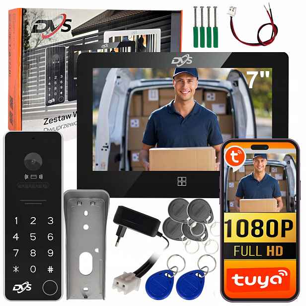 Videovrátník Dvs WiFi Pro Dům Dotykový Brána Klíčenky Audio Tuya Černý