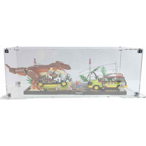 Vitrína s podstavcem pro stavebnici Lego 76956 Jurassic Tyranosaurus ve volné přírodě