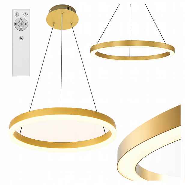 Závěsná Led lampa lustr Ring 40cm 22W 3CCT 3000-6500K zlatá Xudo dálkový ovladač