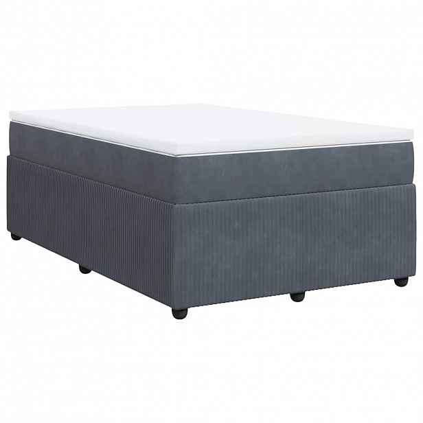 vidaXL Box spring postel s matrací tmavě šedý 120x190 cm samet
