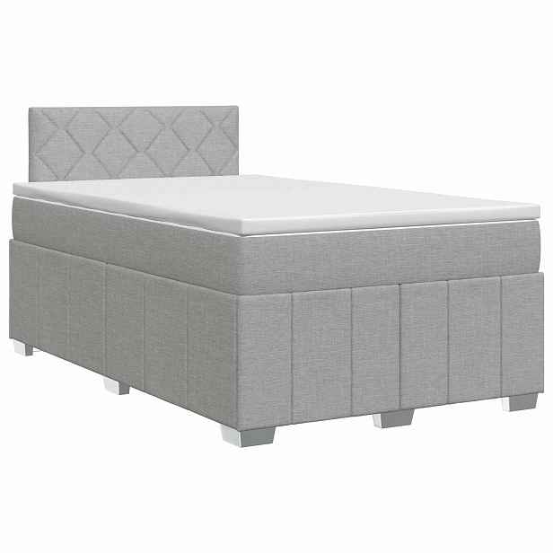 vidaXL Postel boxspring s matrací Světle šedá 120 x 190 cm Textil