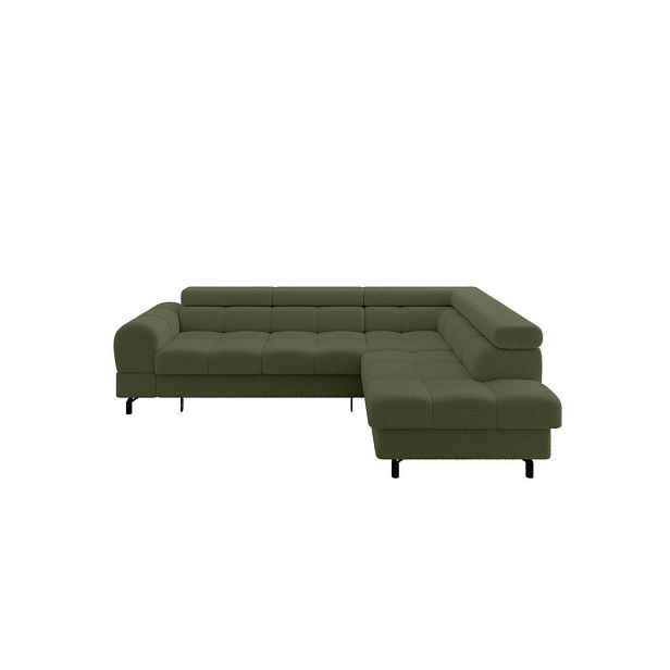 ALTDECOR ROHOVÁ SEDAČKA s funkcí spaní otomana vpravo LUMA-L 272x203x70 zelená buklé