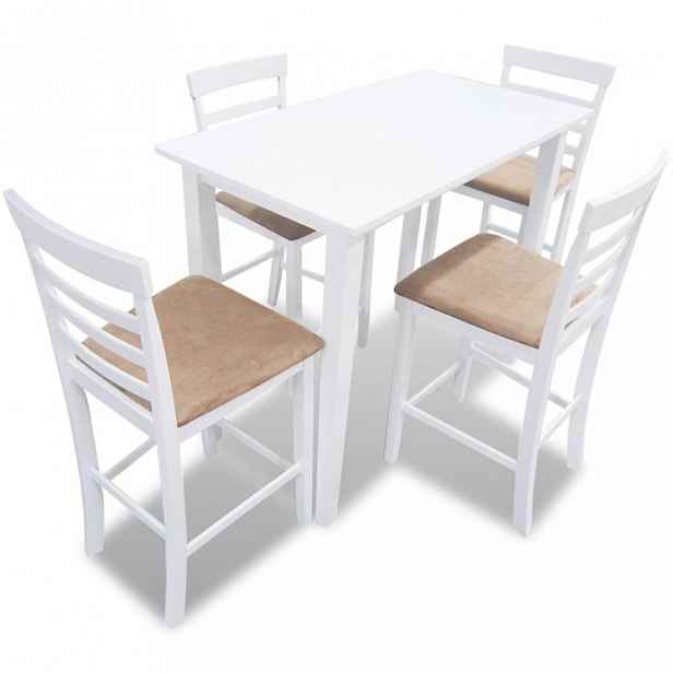 Barový set 5ks MDF / dřevo / látka Bílá