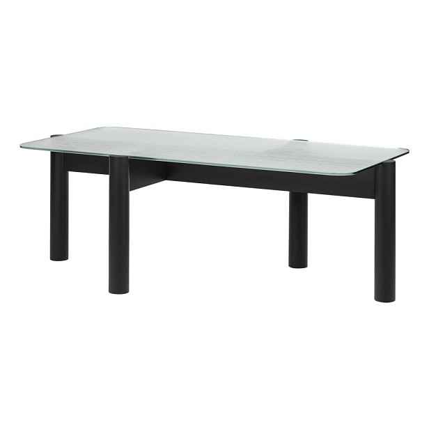 Černý konferenční stolek se skleněnou deskou 55x105 cm Kob – noo.ma