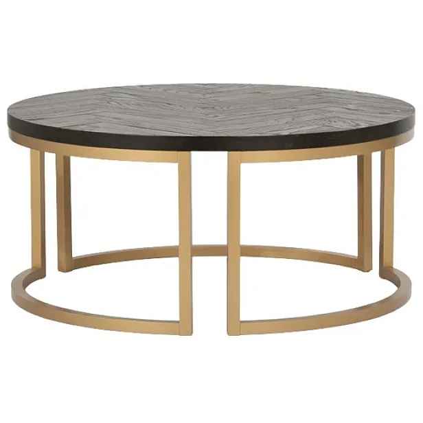 LivinHill Konferenční stolek Seville 90 cm z masivu černý/zlatý
