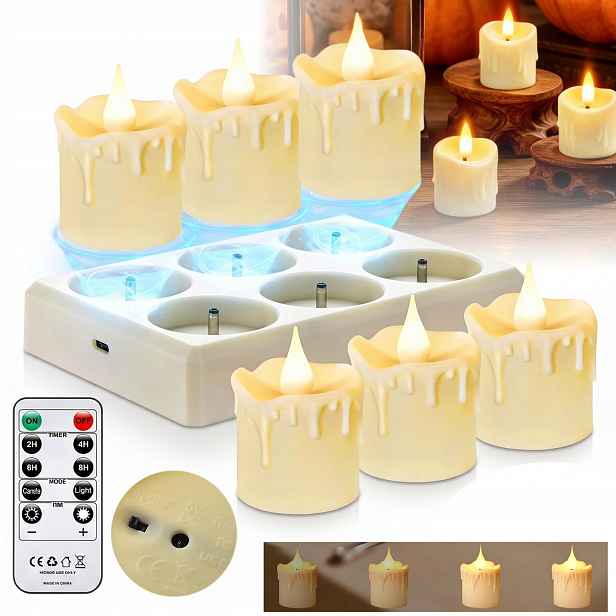 6 X Led Dekorativní Svíčka, Plamen, Čajová Svíčka, Náplň Do Svíčky S Baterií