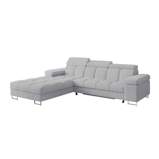 ALTDECOR ROHOVÁ SEDAČKA s funkcí spaní, otoman vlevo COMA L 271x203x79 šedá manšestr