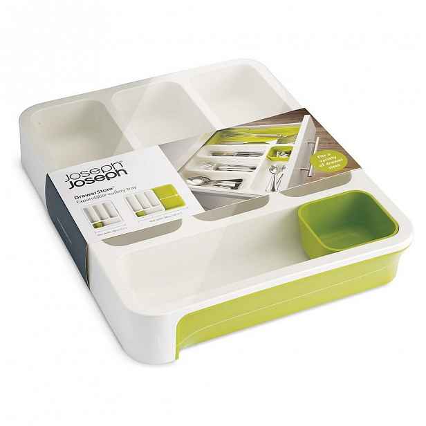 Bílo-zelené přihrádky na příbory Joseph Joseph Drawer Store Cutlery