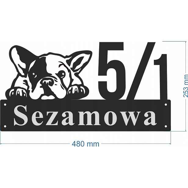 Numer Na Dům Tabule Adresa Ocel 2 mm Sezamová ul.