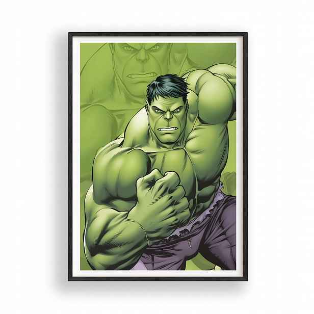 Plakát Hulk Avengers v černém dřevěném Rámeček 30x42 cm
