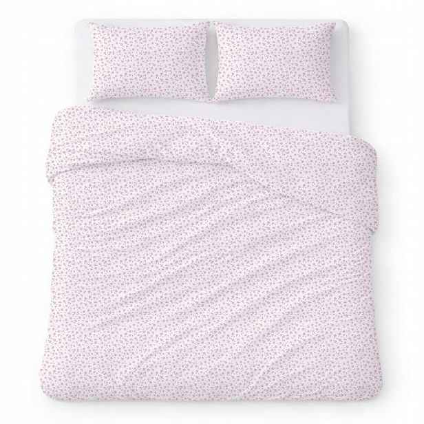 Povlečení bavlněné 160x200 bílé s drobnými růžovými květy Cotton Home