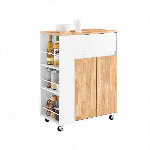 SoBuy KUCHYŇSKÝ VOZÍK s 1 zásuvkou Bílá 70x40x90cm Nordický
