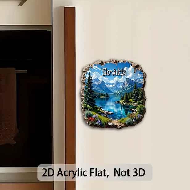TEMU Dekorativní plaketa a ozdoba 1ks 2D plochý akrylový magnet na lednici, Slovenská krajina dekorativní , Nálepka na lednici, Kreativní pro domácí