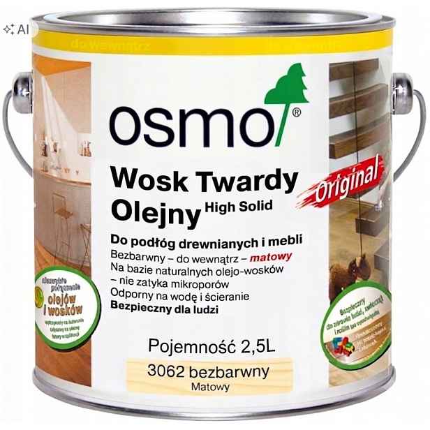 Tvrdý Vosk olejový Vosk Osmo 3062 Bezbarvý Mat 2,5L