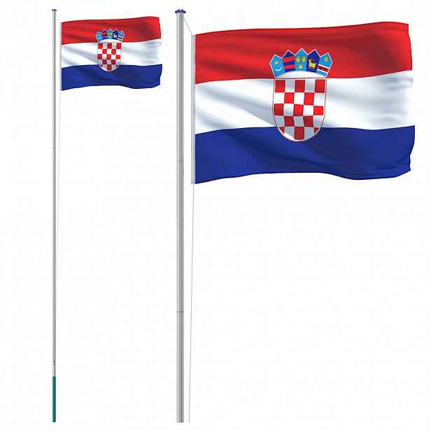vidaXL Vlajka Chorvatska a stožár 6,08 m hliník