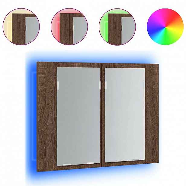 vidaXL Zrcadlová skříňka s LED hnědý dub 60x12x45 cm kompozitní dřevo