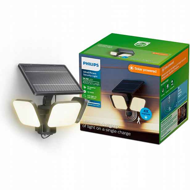 Solární Lampa Solární zářič 24.5W IP65 Snímač pohybu Zyren Philips