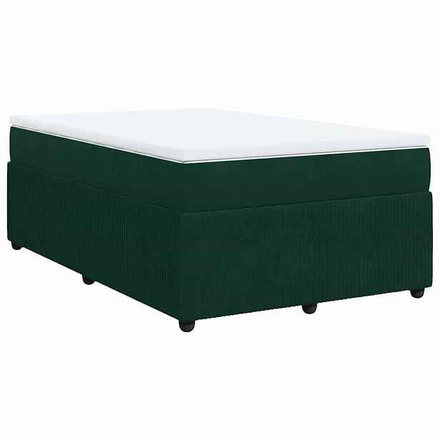 vidaXL Box spring postel s matrací tmavě zelená 120x190 cm samet