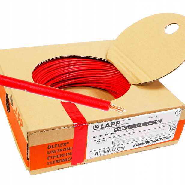 Kabel Lgy 1 mm červený měděný Cu Lapp 100 m