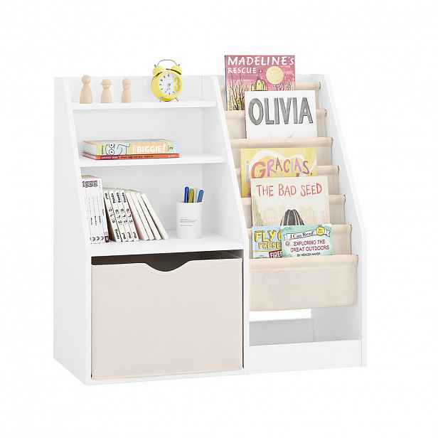SoBuy DĚTSKÁ KNIHOVNA s jedním zásuvkovým boxem Bílá 80x40x80cm Moderní
