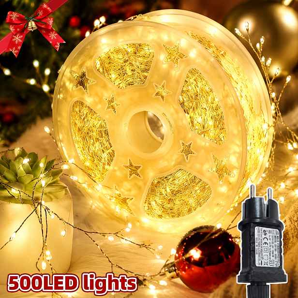 TEMU LED teplé bílé světla na vánoční stromek, 30/15M sváteční dekorace pohádková světla, napájení EU zástrčkou, 8 režimů svícení s pamětí a funkcí