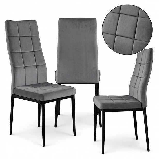 Velurové jídelní křeslo Šedé Čalouněné do obývacího pokoje Kuchyňská jídelna