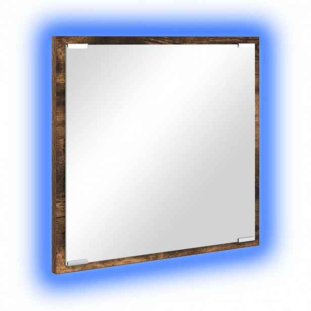 vidaXL LED koupelnové zrcadlo Kouřový dub 40 x 37 x 8.5 cm