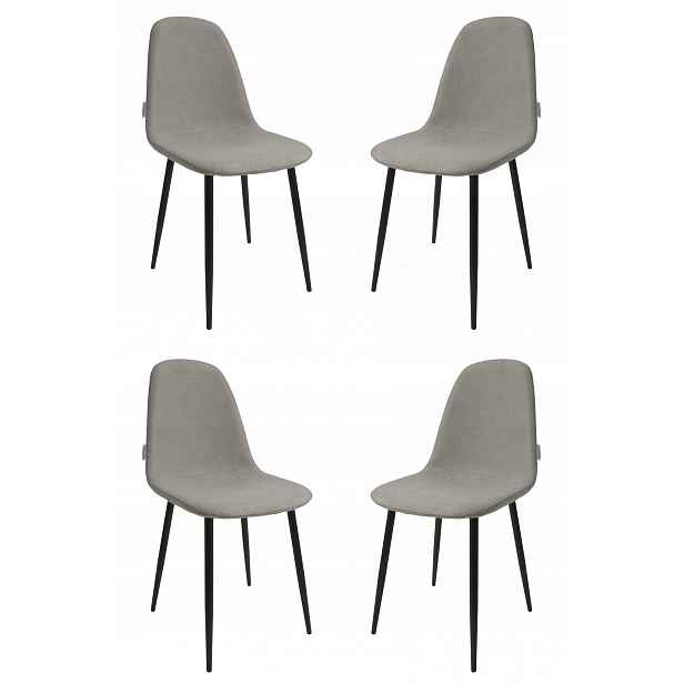 Sada 4 kusů židlí z materiálu DankorDesign Dsw béžové kovové nohy grafit