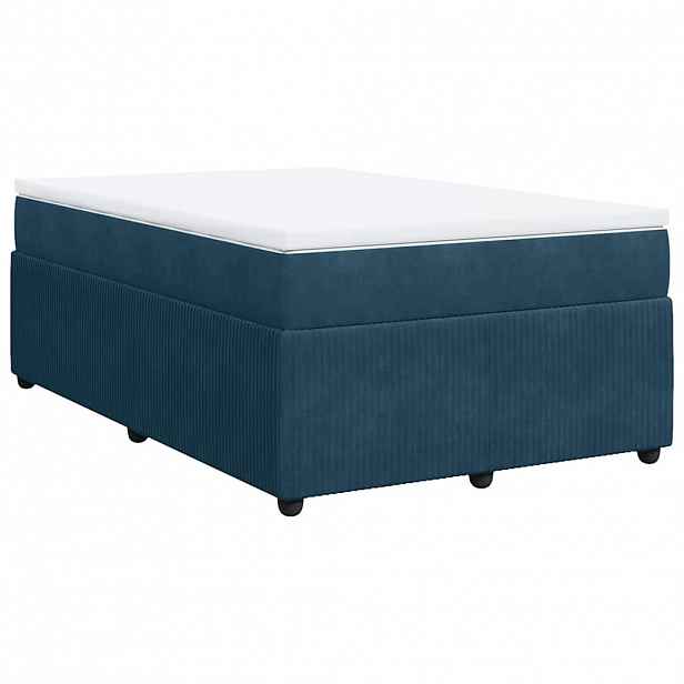 vidaXL Box spring postel s matrací tmavě modrá 120x190 cm samet