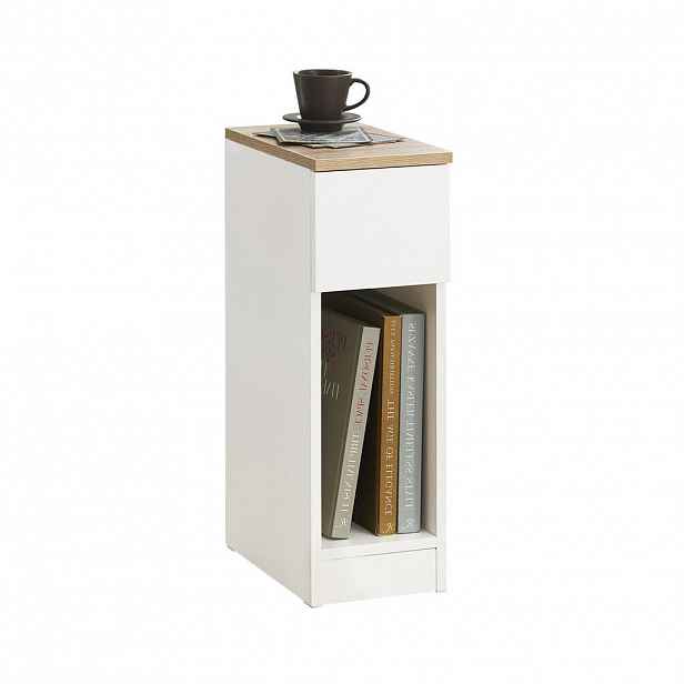 SoBuy NOČNÍ STOLEK s jedním zásuvkou Bílá 35x20x60cm Minimalistický
